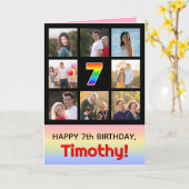 7e verjaardag: Leuke Regenboog #, Aangepaste foto' Kaart (Gele Bloem)