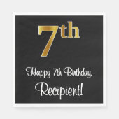 7e verjaardag ~ Luxurieuze Faux Gold-look # Servet (Voorkant)