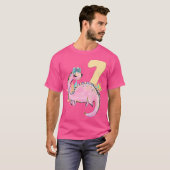 7e Verjaardag Meisje Dinosaurus Roze Dino Party Ou T-shirt (Voorkant volledig)