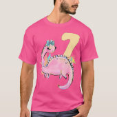 7e Verjaardag Meisje Dinosaurus Roze Dino Party Ou T-shirt (Voorkant)