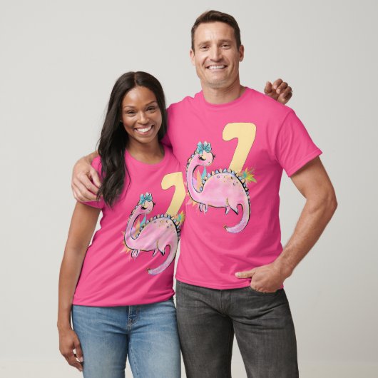 7e Verjaardag Meisje Dinosaurus Roze Dino Party Ou T-shirt (Unisex)