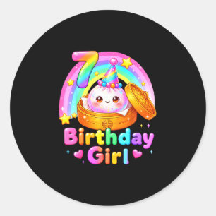7e verjaardag meisje dumpling kawaii pastel anime  ronde sticker