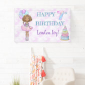 7e verjaardag meisje prinses Afro-Amerikaans Spandoek (Insitu)