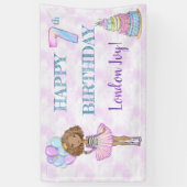 7e verjaardag meisje prinses Afro-Amerikaans Spandoek (Verticaal)