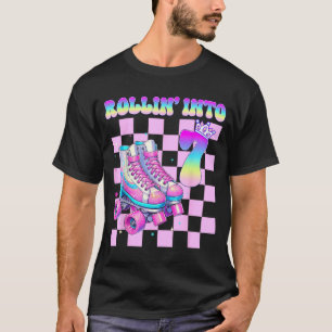 7e verjaardag meisje rolschaatsen 7 jaar oud rolle t-shirt