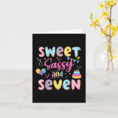 7e Verjaardag Meisje Sweet Sassy en Seven Donut 7  Kaart (Gele Bloem)