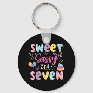 7e Verjaardag Meisje Sweet Sassy en Seven Donut 7 Sleutelhanger
