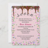 7e verjaardag met chocolade ijsjes en strooisel kaart (Voorkant)