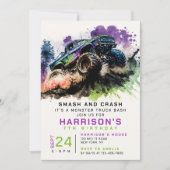 7e Verjaardag Monstertruck Ram Kraak Jongen Kinder Kaart (Voorkant)