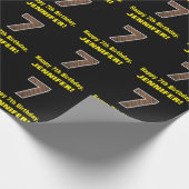 7e verjaardag: Naam & Faux Houtgrijppatroon "7" Cadeaupapier (Hoek)