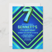 7e verjaardag Neon uitnodiging (Voorkant)