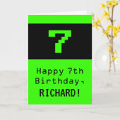 7e verjaardag: Nerdy / Geeky Style "7" en naam Kaart (Gele Bloem)