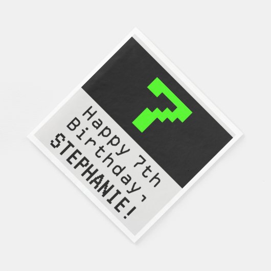 7e verjaardag - Nerdy / Geeky Style "7" en naam Servet (Hoek)