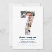 7e verjaardag nummer 7 aangepaste foto collage kaart (Voorkant)