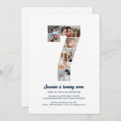 7e verjaardag nummer 7 aangepaste foto collage kaart (Voorkant / Achterkant)