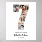 7e Verjaardag Nummer 7 Fotocollage Aangepast Afbee Poster (Voorkant)