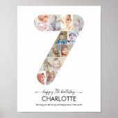 7e verjaardag nummer 7 fotocollage op maat gemaakt poster (Voorkant)