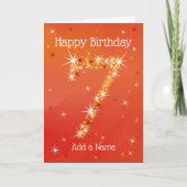 7e verjaardag - nummer 7 in sterren - rood - leeft kaart (Voorkant)