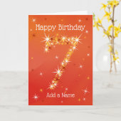 7e verjaardag - nummer 7 in sterren - rood - leeft kaart (Gele Bloem)