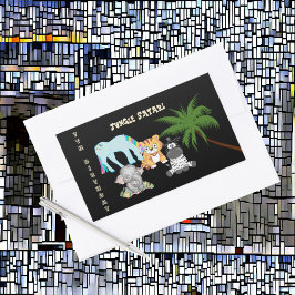 7e Verjaardag Oerwoud Safari Olifant Zebra Eenhoor Rechthoekige Sticker