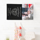 7e verjaardag Onyx hart gepersonaliseerde foto Spandoek (Insitu)