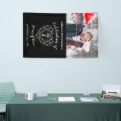 7e verjaardag Onyx hart gepersonaliseerde foto Spandoek (Beurs)