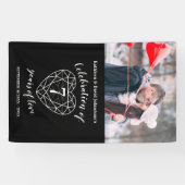 7e verjaardag Onyx hart gepersonaliseerde foto Spandoek (Horizontaal)