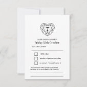 7e verjaardag onyx zwart antwoord RSVP (Voorkant)