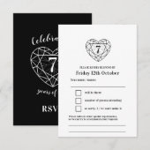 7e verjaardag onyx zwart antwoord RSVP (Voorkant / Achterkant)