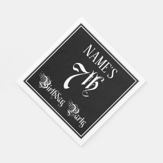 7e verjaardag Partij - Fancy Manuscript + de Naam  Servet (Hoek)