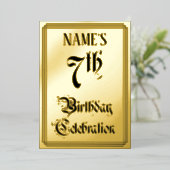 7e verjaardag Partij - Legant Manuscript + Douanen Folie Uitnodiging (Staand Voorkant)