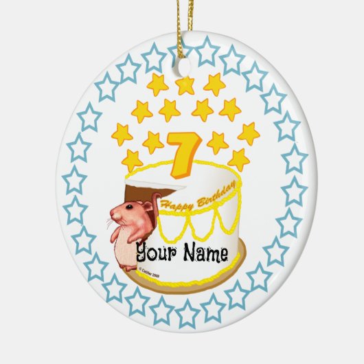 7e Verjaardag Party Muis Verjaardag aangepaste orn Keramisch Ornament (Links)