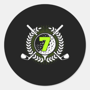 7e verjaardag Party Sport Golf 7 jaar oud voor kin Ronde Sticker