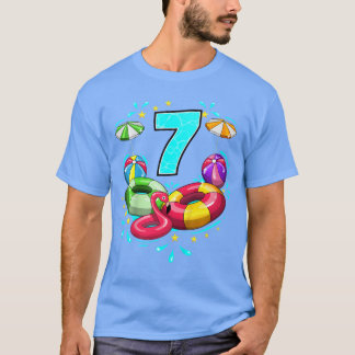 7e Verjaardag Pool Party 7 Jaar Oud Strandbal Sum T-shirt