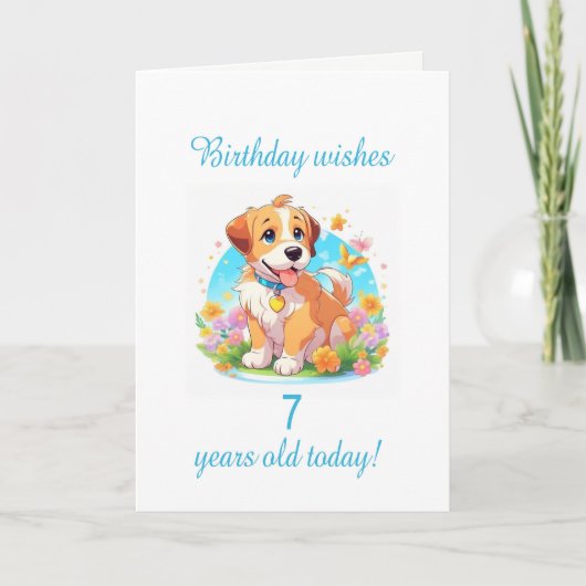 7e verjaardag puppy hond kaart (Voorkant)