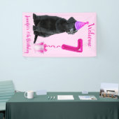 7e Verjaardag Puppy Thema- Schattige Hond Roze Mei Spandoek (Beurs)