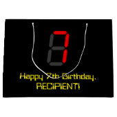 7e verjaardag: Red Digital Clock Style "7" + naam Groot Cadeauzakje (Voorkant)