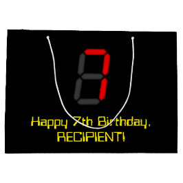 7e verjaardag: Red Digital Clock Style "7" + naam Groot Cadeauzakje