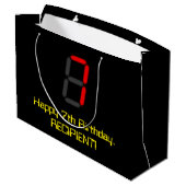 7e verjaardag: Red Digital Clock Style "7" + naam Groot Cadeauzakje (Achterkant Gekanteld)