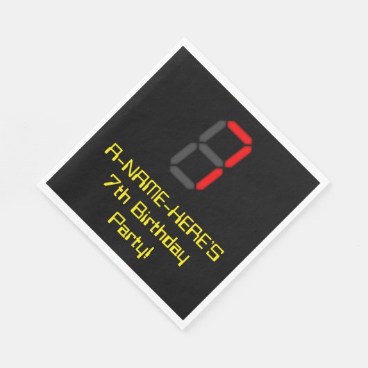 7e verjaardag: Red Digital Clock Style "7" + naam Servet (Hoek)