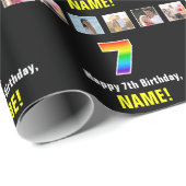 7e verjaardag: Regenboog "7"; Aangepaste Foto's &  Cadeaupapier (Rol Hoek)