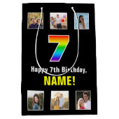 7e verjaardag: Regenboog "7", aangepaste foto's & Medium Cadeauzakje (Voorkant)