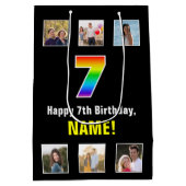 7e verjaardag: Regenboog "7", aangepaste foto's & Medium Cadeauzakje (Achterkant)