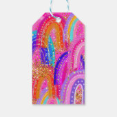 7e verjaardag regenboog hete roze feest cadeaulabel (Achterkant)