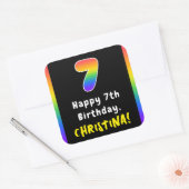 7e verjaardag: Regenboogspectrum # 7, Aangepaste n Vierkante Sticker (Envelop)