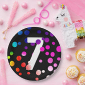 7e verjaardag regenboogStippen Papieren Bordje (Feest)