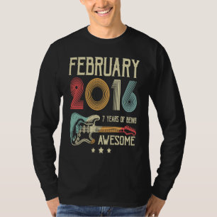 7e verjaardag Retro Guitar februari 2016 7 jaar O T-shirt