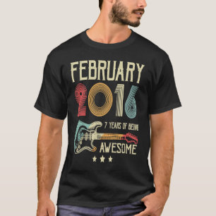 7e verjaardag Retro Guitar februari 2016 7 jaar O T-shirt