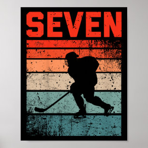 7e verjaardag Retro Ice Hockey 7 jaar oud Boy Girl Poster