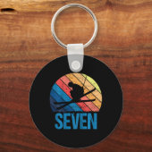 7e Verjaardag Retro Skiën 7 Jaar Oude Jongens Meis Sleutelhanger (Voorkant)